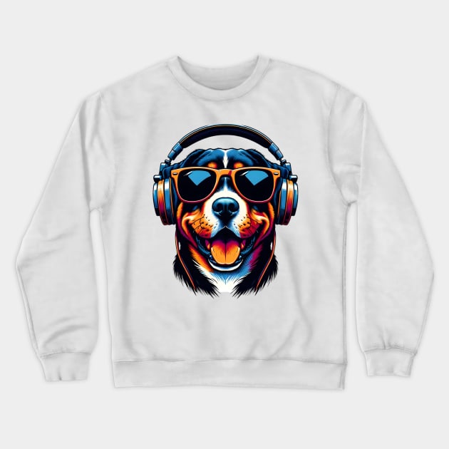 Hamiltonstovare Smiling DJ with Euphoric Melodies Crewneck Sweatshirt by ArtRUs